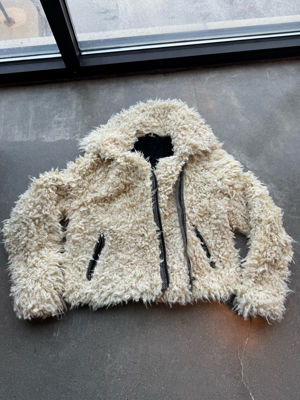 Free People Cream Faux Shearling Fur Jacket